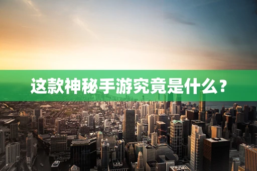 这款神秘手游究竟是什么？