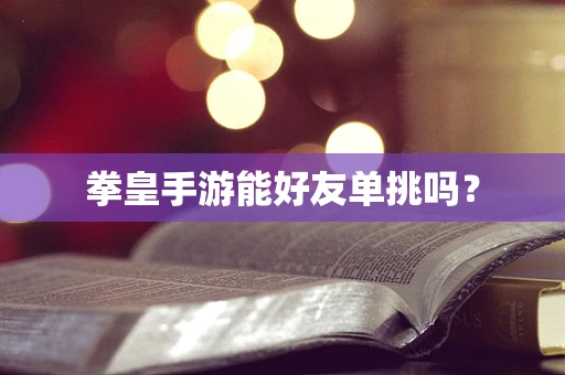 拳皇手游能好友单挑吗？