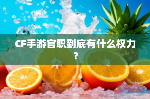 CF手游官职到底有什么权力？