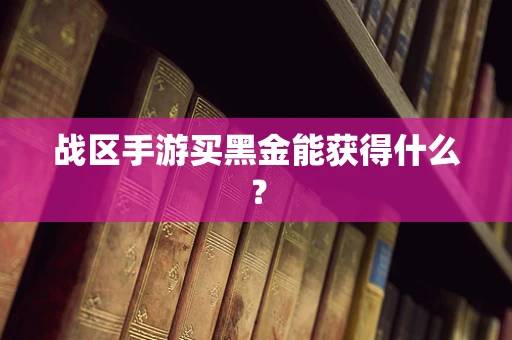 战区手游买黑金能获得什么？